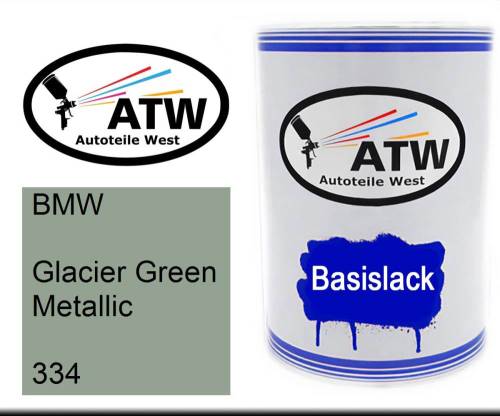 BMW, Glacier Green Metallic, 334: 500ml Lackdose, von ATW Autoteile West.